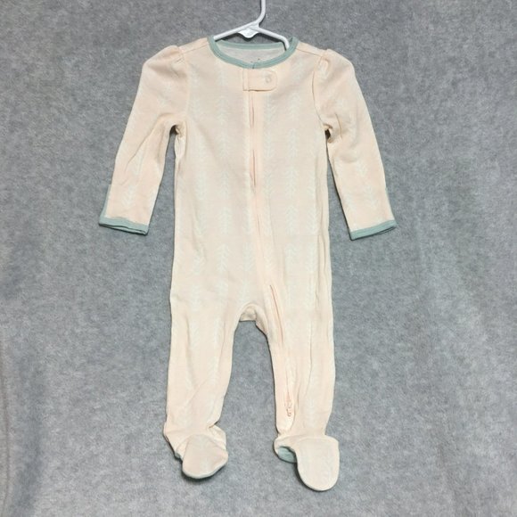 Cloud Island Baby Girl 3pk Sleep N Play 6-9m Footie Pajamas Zip-Up Pink Green - Picture 2 of 12